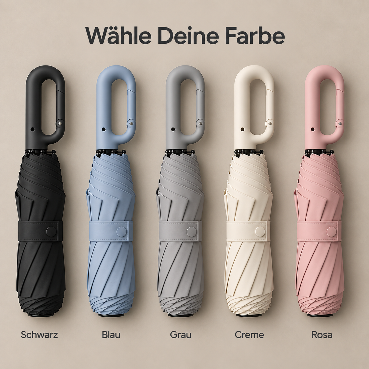 SnapBrella™ – Automatikschirm mit Karabiner-Griff